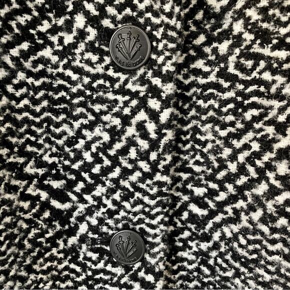 Rag & Bone Wooster Wooly Coat Black White Boucle Collared Pea Coat Wool Blend S - Picture 7 of 16